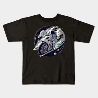 Astronaut Riding Motorcycle Kids T-Shirt